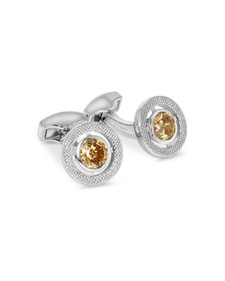 Tateossian Halo Rhodium Plated Round Cufflinks