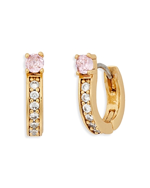 Shop Kate Spade New York Precious Delights Huggie Hoop Earrings In Pink/gold