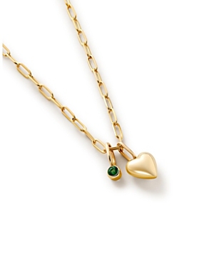Ana Luisa 10k Gold Heart And Stone Necklace In Green/gold