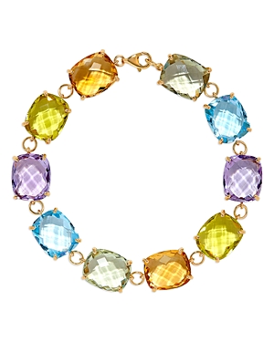 Shop Bloomingdale's Multi-gemstone Link Bracelet In 14k Yellow Gold
