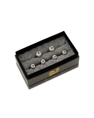 Silver-Tone Knotted Stud & Cufflink Set