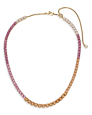 Blushing Multicolor Cubic Zirconia & Stone Tennis Necklace, 16-19