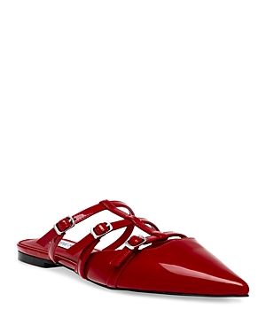 Shop Steve Madden Women's Shatter Pointed Toe Triple Buckle Flats In Red Patent