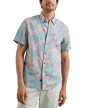 Relaxed Fit Carson Leaf Print Short Sleeve Button Down Shirt