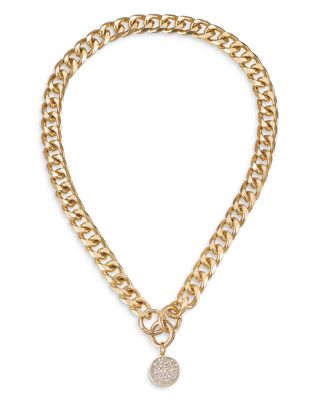 Crystal Disc Charm Chain Necklace, 18"