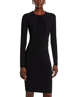 Shop Versace Lace Insert Bodycon Dress In Black