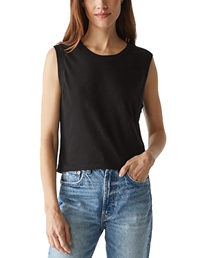 Michael Stars Johnnie Cropped Cotton Tank Top In Black