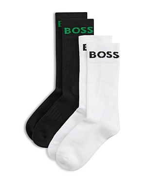 Shop Hugo Boss Sport Crew Socks, Pack Of 2 In Black