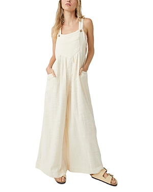 Shop Free People Sundrenched Wide Leg Overalls In Conch