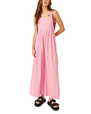 Shop Free People Sundrenched Wide Leg Overalls In Sugar Magnolia