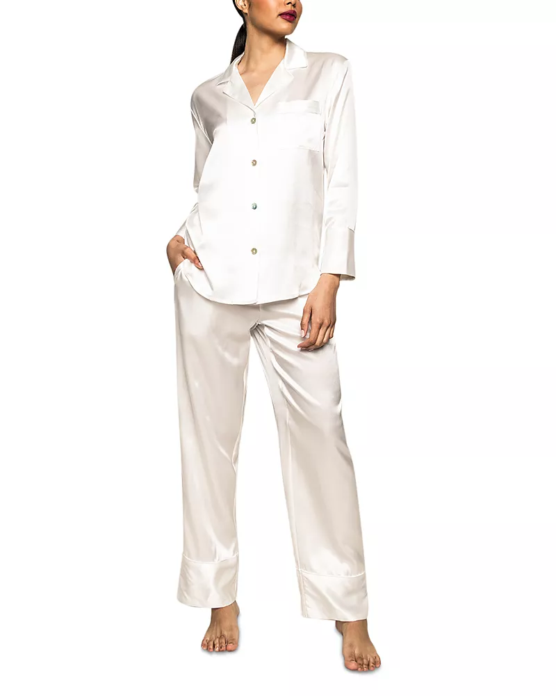 Petite Plume White Silk Pajama Set