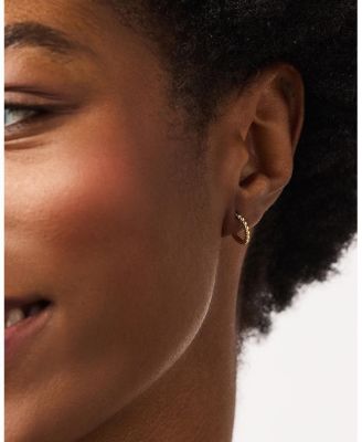 10K Gold Bead Huggie Hoops