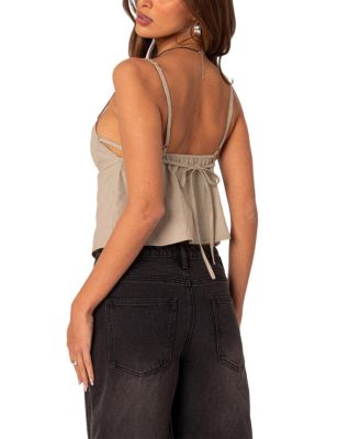 Linen Look Open Back Top
