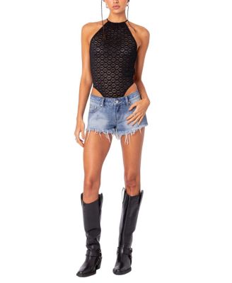 Sheer Lace Open Back Bodysuit