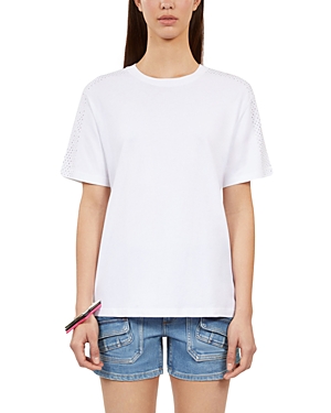 Shop The Kooples Embellished Tee In White