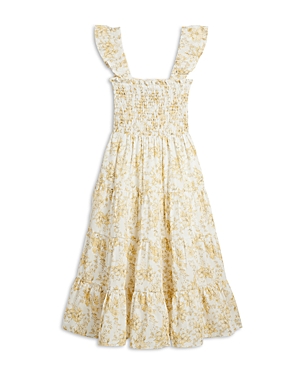 Shop Aqua Girls' Smocked Ruffle Dress, Little Kid, Big Kid - 100% Exclusive In Butter Yellow