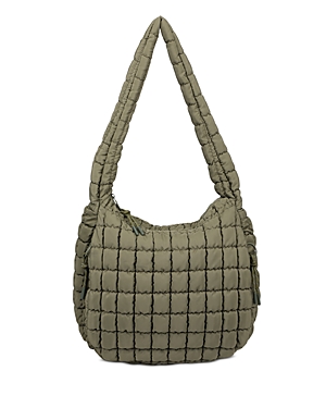 Shop Sol & Selene Revive Extra Large Quilted Nylon Hobo In Olive