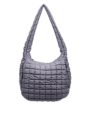 Shop Sol & Selene Revive Extra Large Quilted Nylon Hobo In Grey