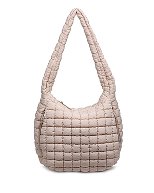 Shop Sol & Selene Revive Extra Large Quilted Nylon Hobo In Cream