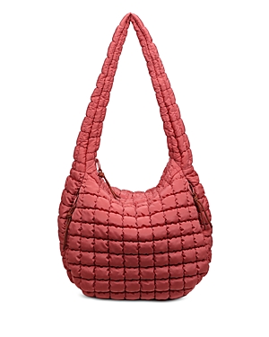 Shop Sol & Selene Revive Extra Large Quilted Nylon Hobo In Terracotta