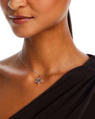 Diamond Star of David Pendant Necklace in 14K White Gold, 18&amp;quot; 