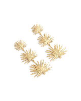Pav&eacute; Fan Palm Triple Drop Earrings