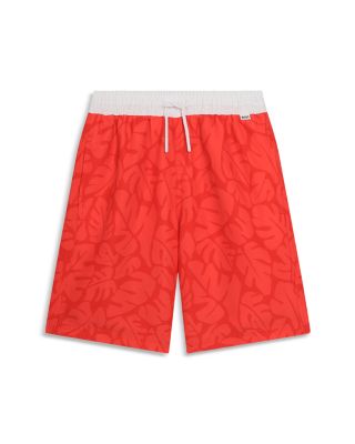 HUGO KIDS logo-print swim shorts - Red