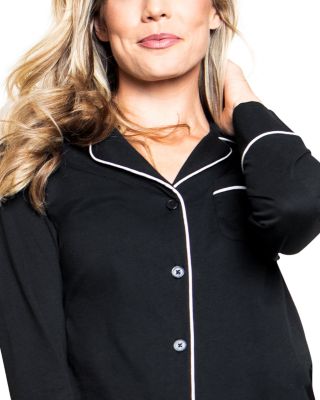 Black Pima Long Sleeve Shorts Set