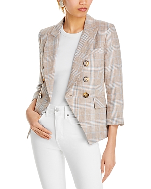 Veronica Beard Empire Dickey Linen Jacket In Khaki Multi