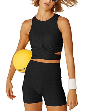 Shop Beyond Yoga Featherweight Embrace Cropped Tank Top In Darkest Night