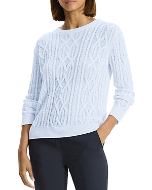 Shop Theory Cable Knit Sweater In Skylight