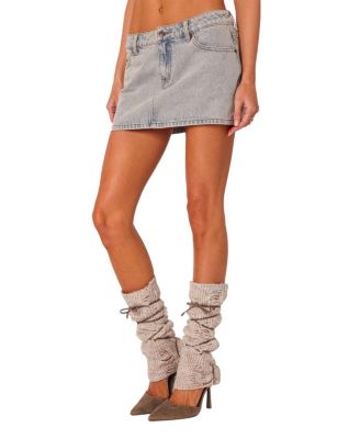 Vintage Like Washed Denim Mini Skirt