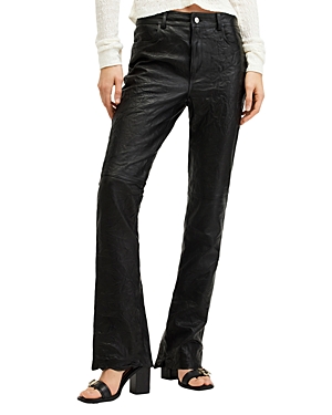 Shop Allsaints Pearson Leather Slim Leg Pants In Black