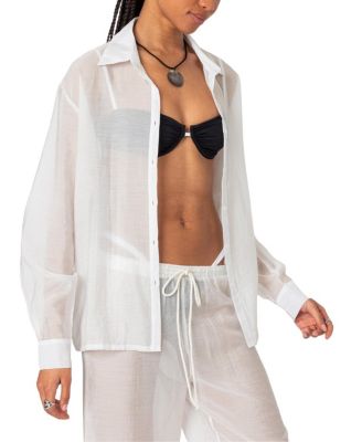 Breezy Oversized Sheer Button Up Shirt