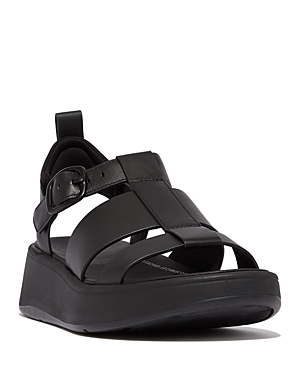 Women's F-Mode Microwobbleboard Leather Platform Sandals
