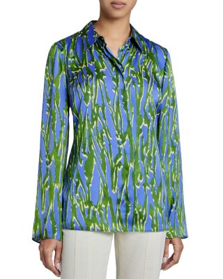 Santorelli Printed Flared Sleeve Blouse