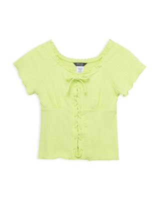 Truce - Girls' Mock Lace Up Knit Top - Big Kid