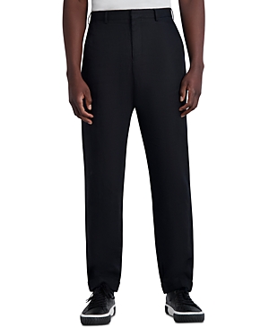 Shop Karl Lagerfeld Linen Blend Chino Pants In Black