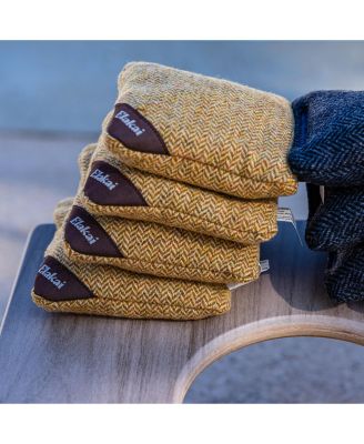 Herringbone Wool Aviator Cornhole Bags Above