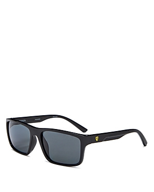 Shop Ferrari Polarized Square Sunglasses, 59mm In Black/gray Polarized Solid