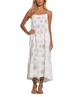 Elan - Eyelet Tiered Midi Cover Up Dress