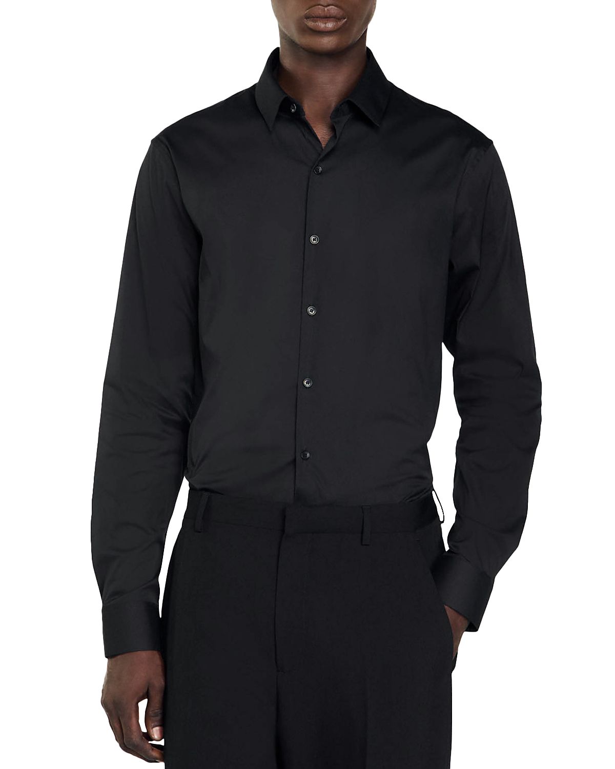 Sandro Seamless Stretch Button Up Shirt