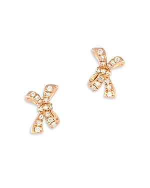 Bloomingdale's Diamond Bow Stud Earrings In 14k Rose Gold, 0.17 Ct. T. W. In Pink