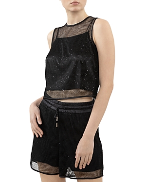 Shop Peserico Mesh Camisole Top In Black