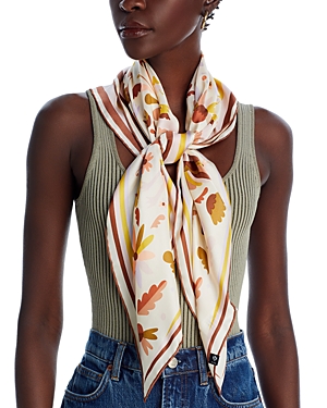 Shop Fraas Oversized Silk Scarf In Red/ivory