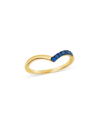 Bloomingdale's Fine Collection - Blue Sapphire Chevron Ring in 14K Yellow Gold