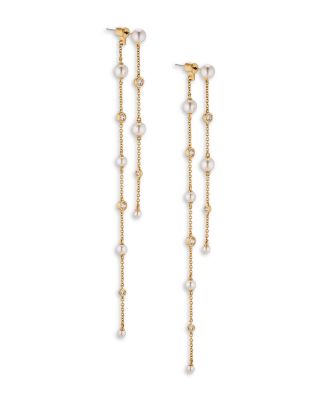 Nadri - Siren Cubic Zirconia & Imitation Pearl Front To Back Earrings in 18K Gold Plated