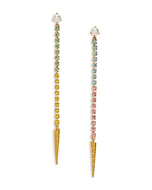 Ajoa by Nadri Multicolor Crystal & Imitation Pearl Linear Drop Earrings in 18K Gold Plated