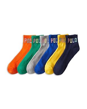 Shop Polo Ralph Lauren Outlined Logo Quarter Socks - 6 Pk. In Assorted