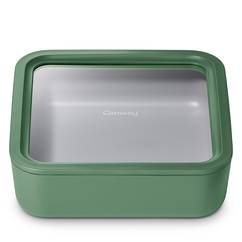 Caraway 10-cup Glass Food Storage Container In Sage